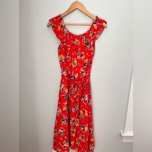 Anthropology Floral Red Dress